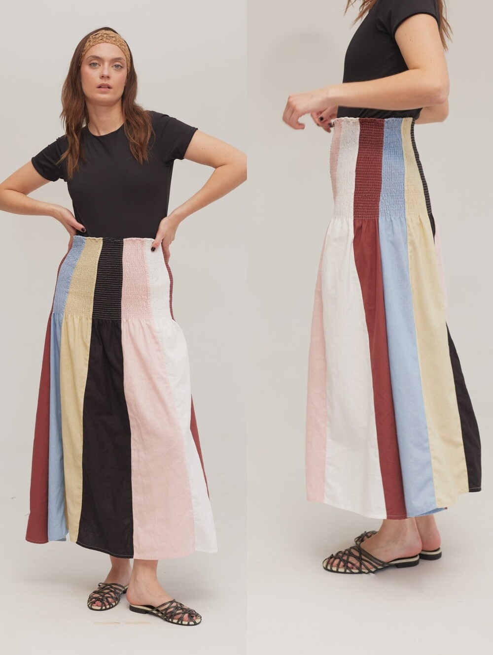 SIXTTA Collage Shirred Skirt